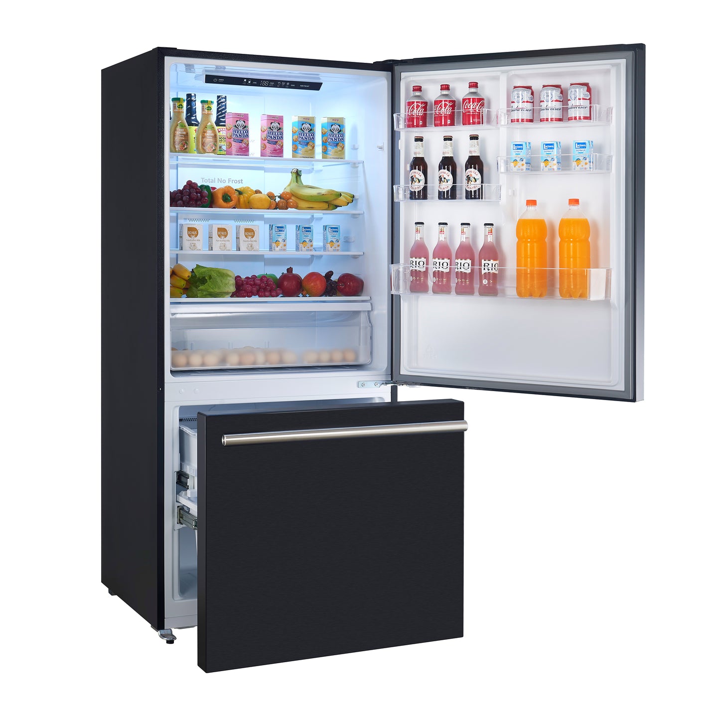 FORNO Premium 2-Piece Kitchen Bundle - Leonardo Espresso 30" Black Range, 31" Black Bottom Freezer Refrigerator - FBDL-003-02CA