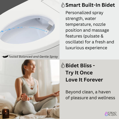 FORNO ACQUA Luxurious Super Smart Toilet. Includes Bidet, Heated Seat, Auto Flush, Auto Lid, Powerful Flush, Ideal for master bathrooms.