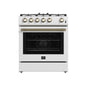 Forno Leonardo Espresso 30-Inch White Gas Range, 5 Burners, 39,500 BTU, 5 cu.ft Convection Oven
