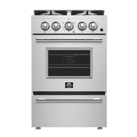 Forno Breno 24-Inch Freestanding Gas Range, Plug Included, Energy Efficient