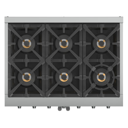 Forno Capriasca 36-Inch Freestanding French Door Gas Range, 6 Burners, Convection Oven, Energy Efficient