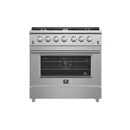 Forno Galiano 36-Inch Freestanding Gas Range, Stainless Steel, 6 Burners, Energy Efficient