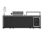 Forno Rimini Outdoor Kitchen 30" BBQ 62,600 BTU, 3 Burners with Sear & Rotisserie, 2.4 cu.ft. Beverage Center, Stainless Steel Sink, Black Cabinets & Gray Sintered Stone Countertop