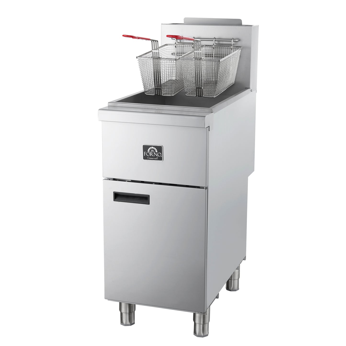 Forno Commerciale Propane Gas Deep Fryer, 4 Burners 120,000 BTU, 50 lbs Oil Capacity, Millivolt Control