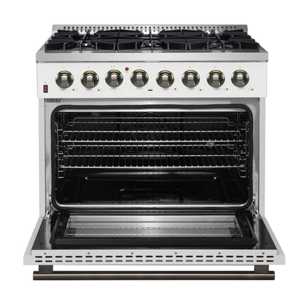 Forno Galiano 36" Freestanding Dual Fuel Range in White