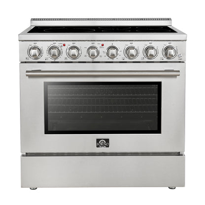 Forno Paolo 36 Inch Freestanding Electric Range, Stainless Steel, 5.44 cu.ft, True Convection Oven, Energy Efficient