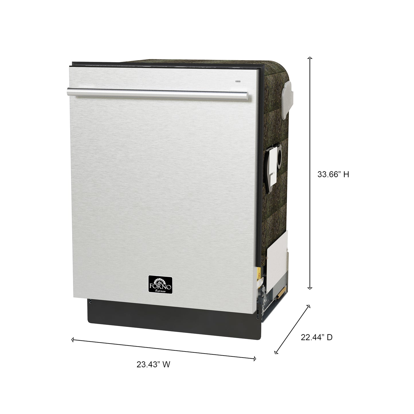 FORNO Premium 3-Piece Kitchen Bundle - 36" Gas Range, 36" French Door Refrigerator, 24" Built-In Dishwasher, Stainless Steel - FBDL-009-02CAUS