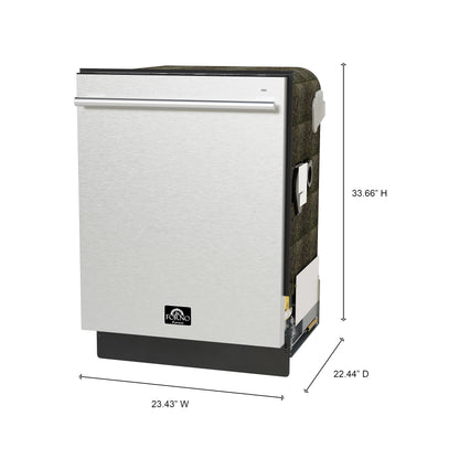 FORNO Premium 3-Piece Kitchen Bundle - 36" Gas Range, 36" French Door Refrigerator, 24" Built-In Dishwasher, Stainless Steel - FBDL-009-02CAUS