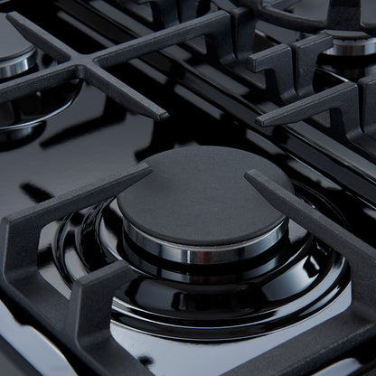 Forno Leonardo 30-Inch Stainless Steel Gas Range, 5 Sealed Burners (Totaling 39,500 BTU), 5 cu.ft. Convection Oven, Continuous Cast Iron Grates, Black Enamel Interior, Auto Re-Ignition, LP Conversion Kit Included