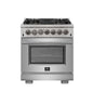 Forno Capriasca 30-Inch Freestanding Dual Fuel Range, 4 Burners, True Convection Oven
