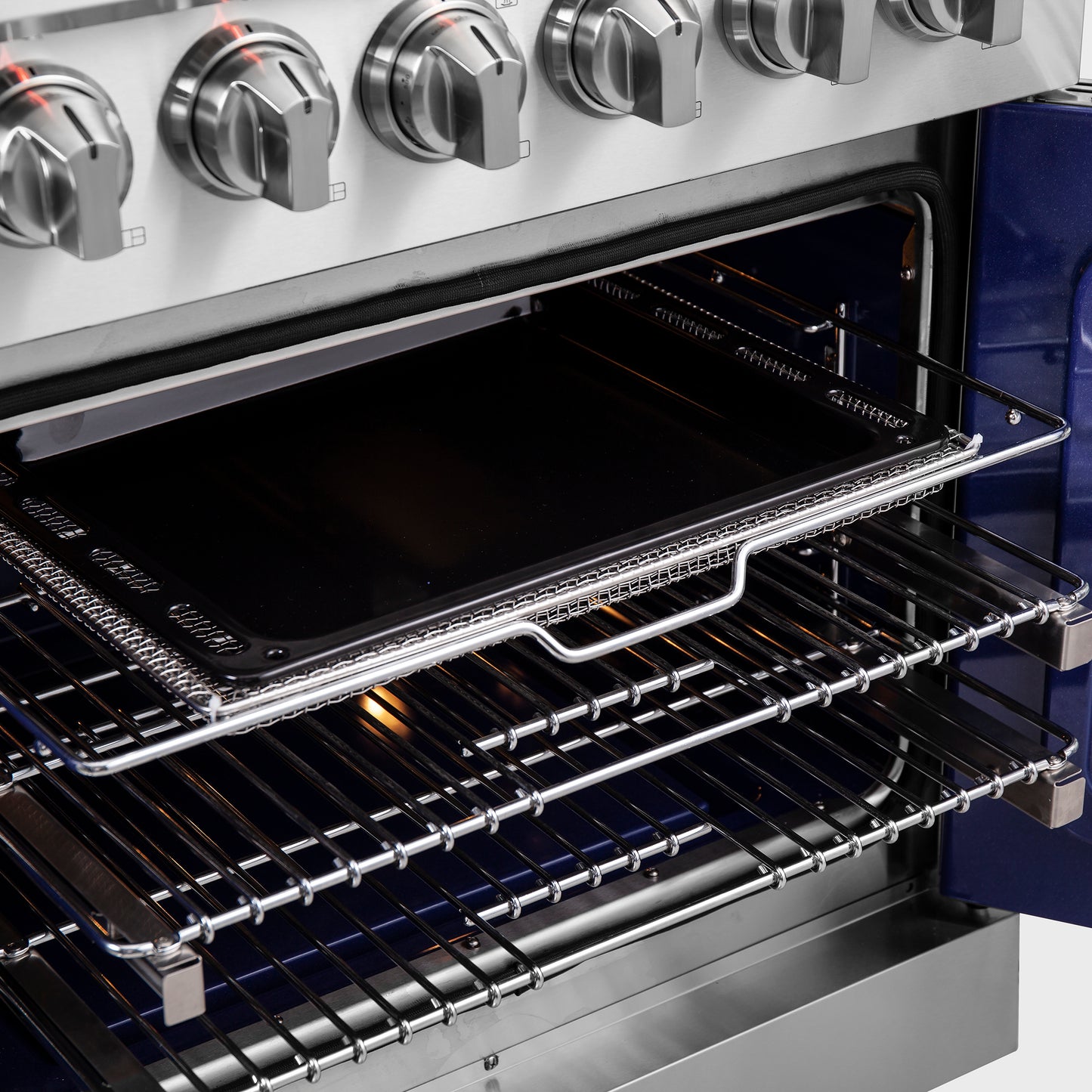 Forno Massimo 30-Inch Freestanding French Door Gas Range, 4 Burners, Convection Oven, Energy Efficient