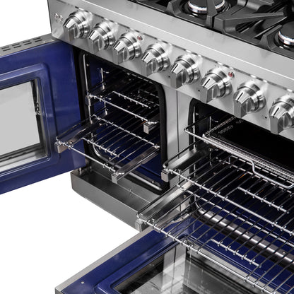 Forno Massimo 48-Inch Freestanding French Door Gas Range, 8 Burners, Convection Oven, Energy Efficient