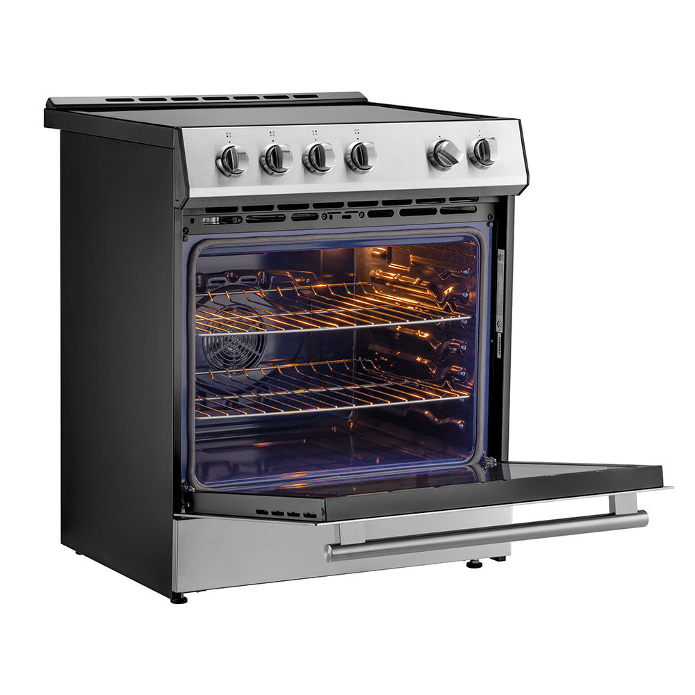 Forno Leonardo Espresso 30-Inch Slide-In Stainless Steel Induction Range, Convection Oven, 5 Cooking Zones