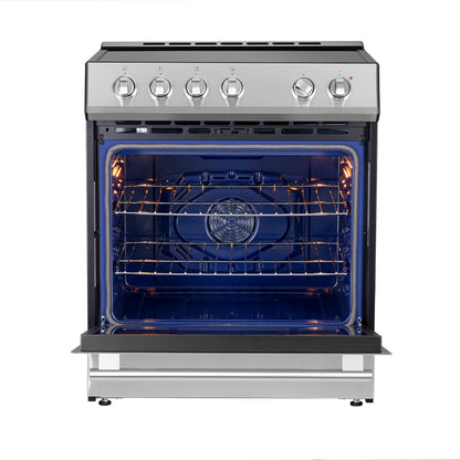 Forno Leonardo Espresso 30-Inch Slide-In Stainless Steel Induction Range, Convection Oven, 5 Cooking Zones