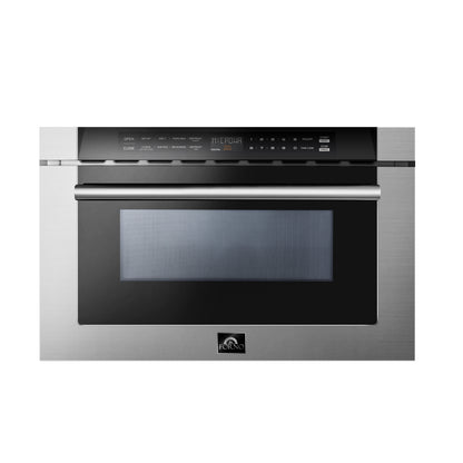 Forno Capoliveri 24-Inch Microwave Drawer, Stainless Steel, 1.2 cu.ft, 1500 Watts, Built-In, Touch Control LCD Display, Auto-Touch Open/Close, 11 Power Levels, Sensor Cooking