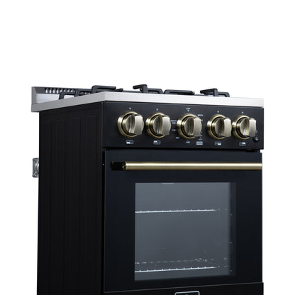 Forno Lamazze 20 Inch Freestanding Gas Range in Black, Compact Design