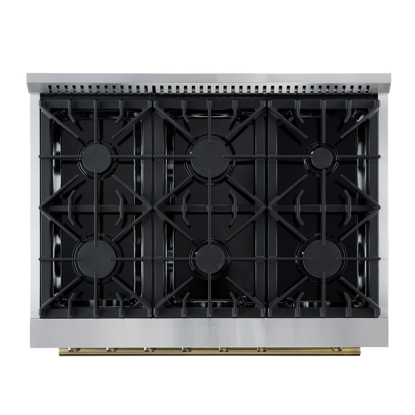 Marco 36-Inch Gas Range Black & Antique Brass Design, 6 Burners 67,000 BTU, 5.36 cu.ft. Convection Oven