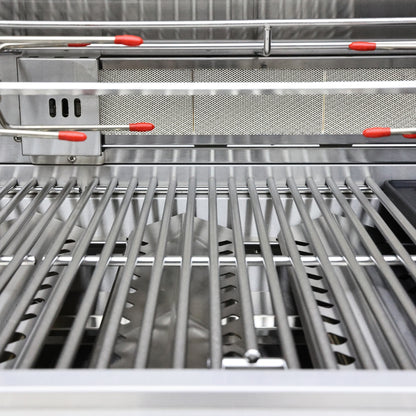 FORNO Bulnes 40-Inch BBQ, 95,000 BTU, 5 Burners, Sear & Rotisserie Infrared with Side Burner, Stainless Steel Outdoor Kitchen with 1.8 cu.ft. Beverage Center & White Sintered Stone Countertops