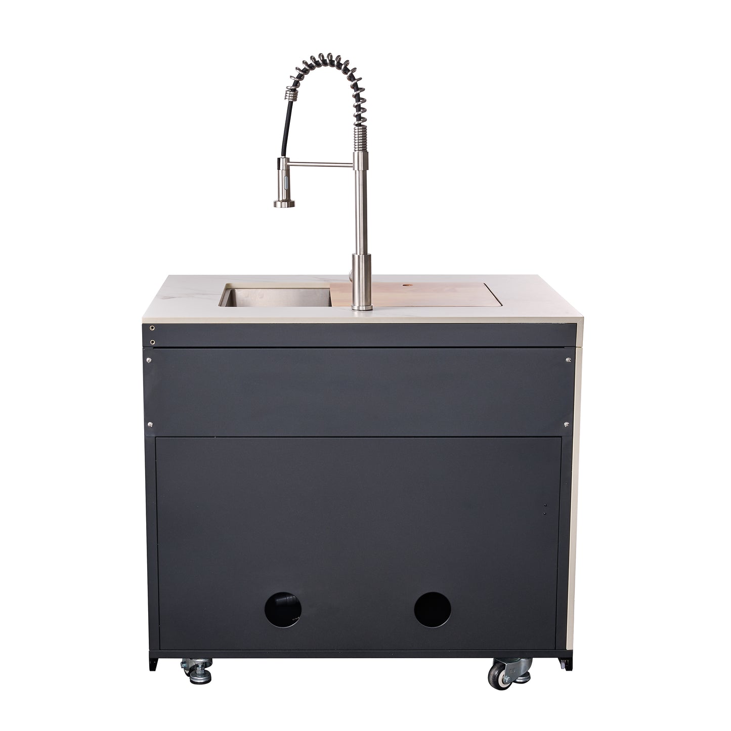 Forno Rimini Outdoor Kitchen: 30" BBQ 62,600 BTU, 4.8 cu.ft. Refrigerators, White Countertops