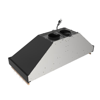 Forno Venezia 48 Inch Wall-Mounted Range Hood in Black with Antique Brass Accessories, Touch Controls and Baffle Filters