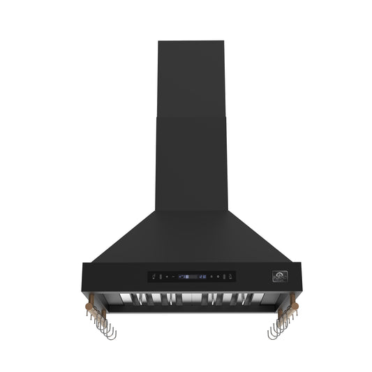 Forno Venezia 30 Inch Wall-Mounted Range Hood in Black with Touch Controls and Baffle Filters