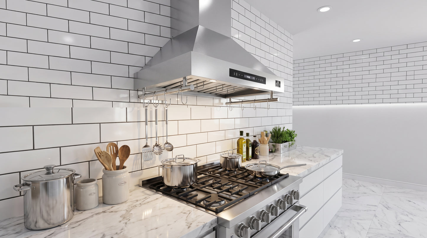 Forno Venezia 30 Inch Wall-Mounted Range Hood with Touch Controls and Baffle Filters